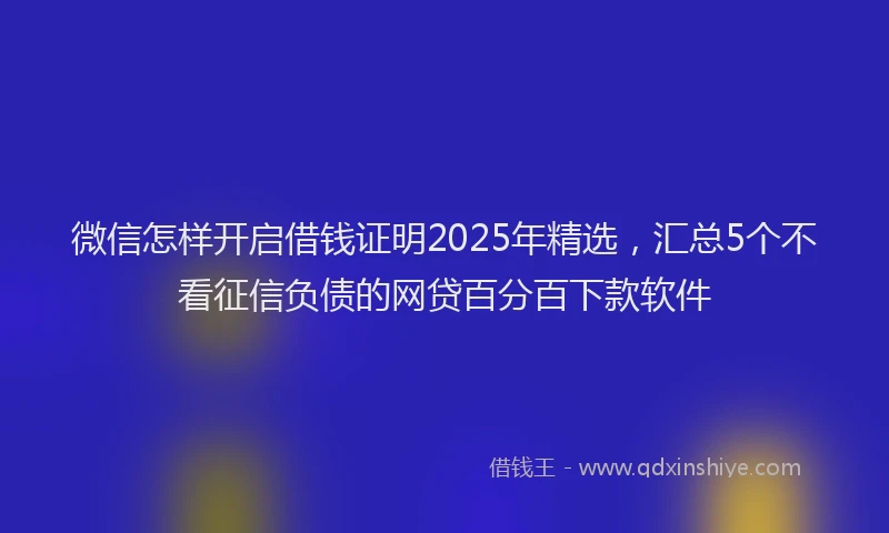 微信怎样开启借钱证明2025年精选，汇总5个不看征信负债的网贷百分百下款软件