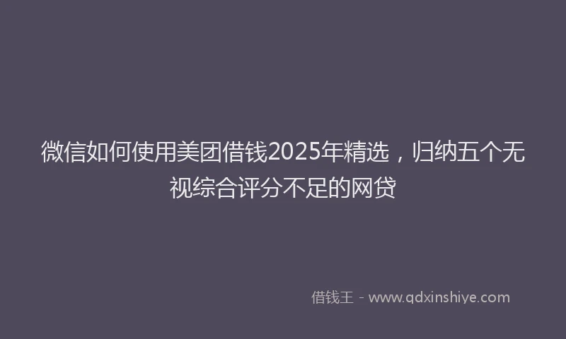 微信如何使用美团借钱2025年精选，归纳五个无视综合评分不足的网贷