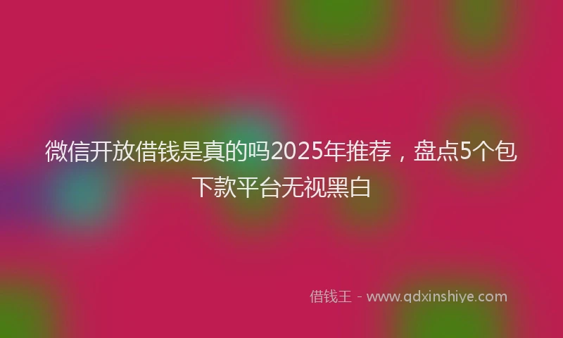 微信开放借钱是真的吗2025年推荐，盘点5个包下款平台无视黑白
