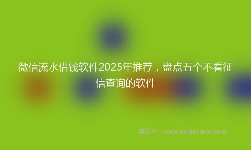微信流水借钱软件2025年推荐，盘点五个不看征信查询的软件
