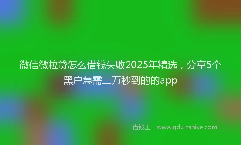微信微粒贷怎么借钱失败2025年精选，分享5个黑户急需三万秒到的的app