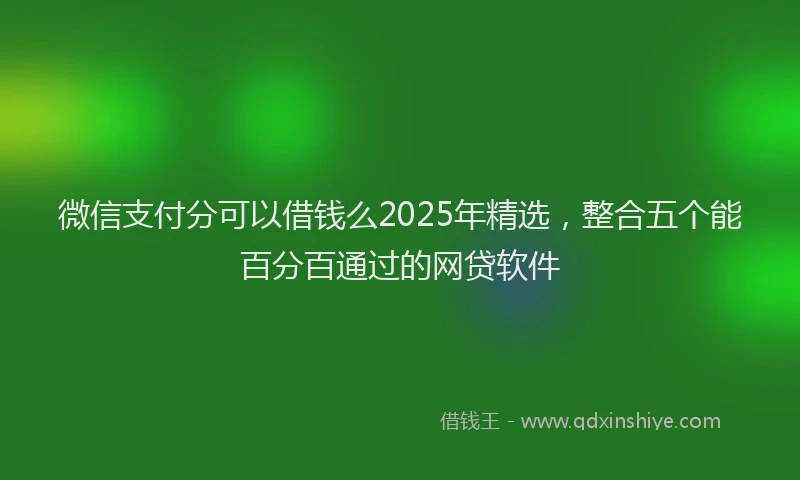 微信支付分可以借钱么2025年精选，整合五个能百分百通过的网贷软件