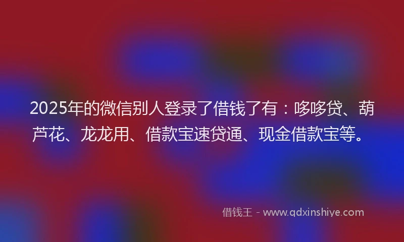 2025年的微信别人登录了借钱了有：哆哆贷、葫芦花、龙龙用、借款宝速贷通、现金借款宝等。