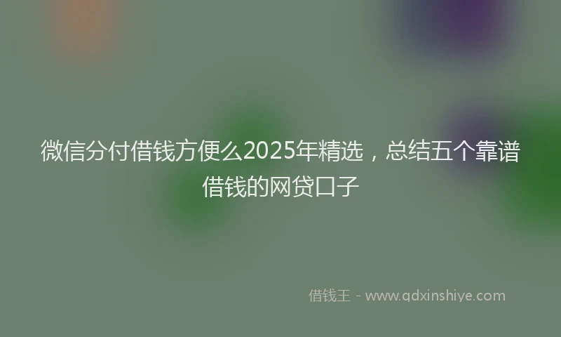 微信分付借钱方便么2025年精选，总结五个靠谱借钱的网贷口子