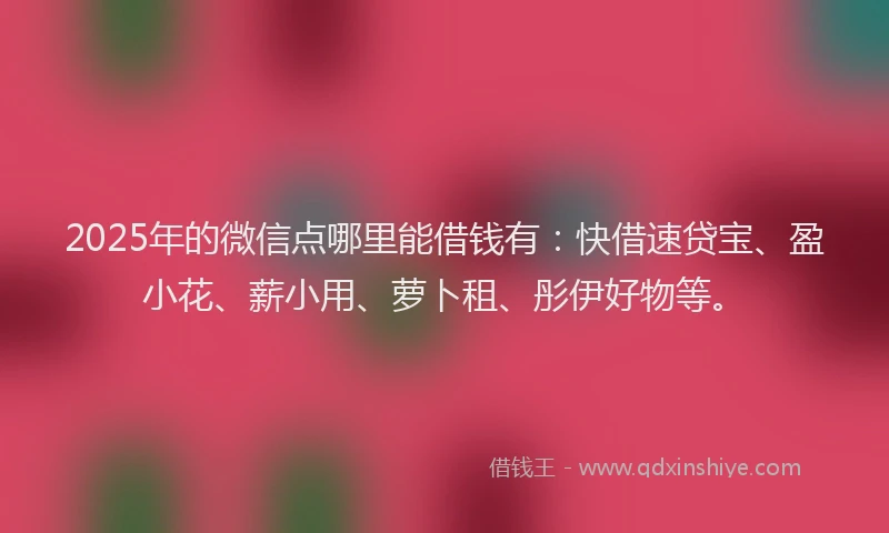 2025年的微信点哪里能借钱有：快借速贷宝、盈小花、薪小用、萝卜租、彤伊好物等。