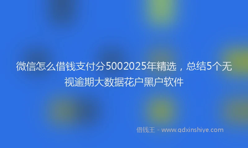 微信怎么借钱支付分5002025年精选，总结5个无视逾期大数据花户黑户软件