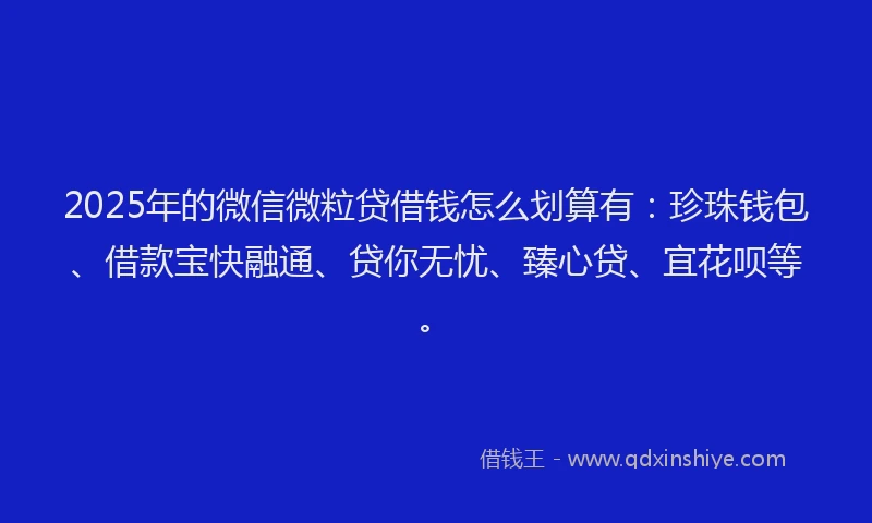 2025年的微信微粒贷借钱怎么划算有：珍珠钱包、借款宝快融通、贷你无忧、臻心贷、宜花呗等。