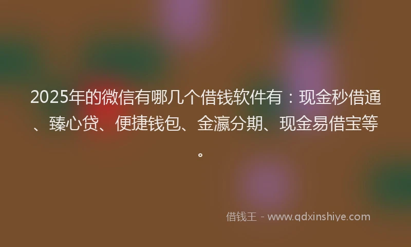 2025年的微信有哪几个借钱软件有：现金秒借通、臻心贷、便捷钱包、金瀛分期、现金易借宝等。