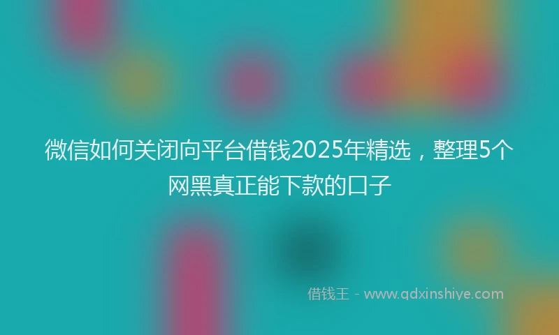 微信如何关闭向平台借钱2025年精选，整理5个网黑真正能下款的口子