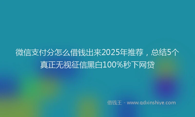 微信支付分怎么借钱出来2025年推荐，总结5个真正无视征信黑白100%秒下网贷