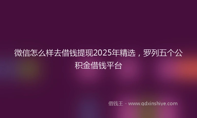 微信怎么样去借钱提现2025年精选，罗列五个公积金借钱平台