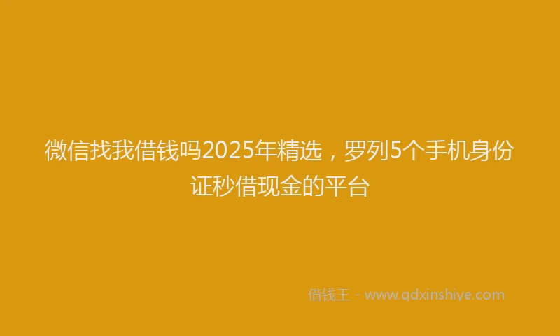 微信找我借钱吗2025年精选，罗列5个手机身份证秒借现金的平台