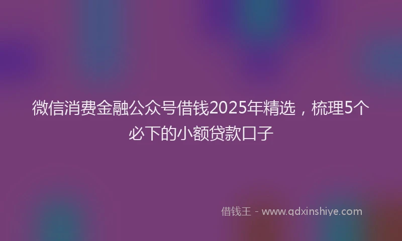 微信消费金融公众号借钱2025年精选，梳理5个必下的小额贷款口子