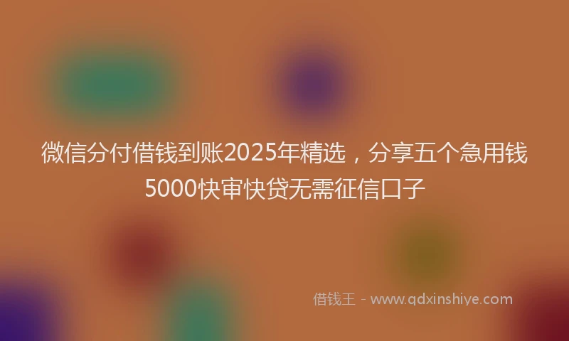 微信分付借钱到账2025年精选，分享五个急用钱5000快审快贷无需征信口子