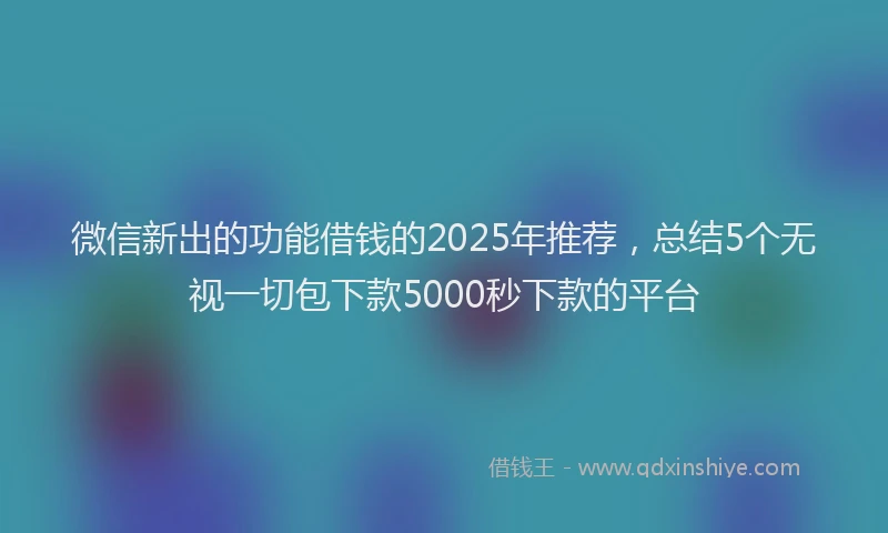 微信新出的功能借钱的2025年推荐，总结5个无视一切包下款5000秒下款的平台