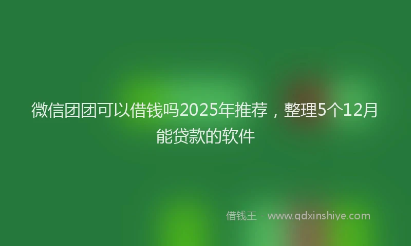 微信团团可以借钱吗2025年推荐，整理5个12月能贷款的软件