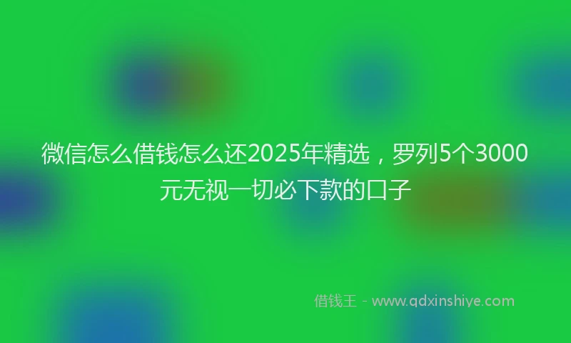 微信怎么借钱怎么还2025年精选，罗列5个3000元无视一切必下款的口子