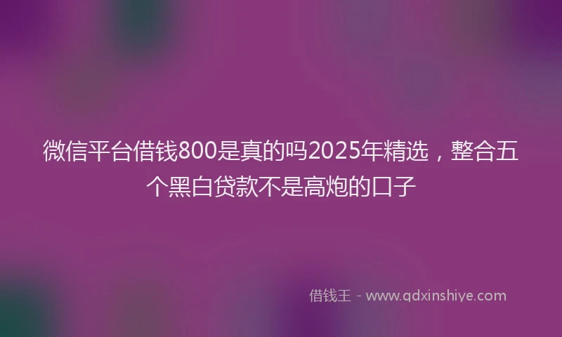 微信平台借钱800是真的吗2025年精选，整合五个黑白贷款不是高炮的口子