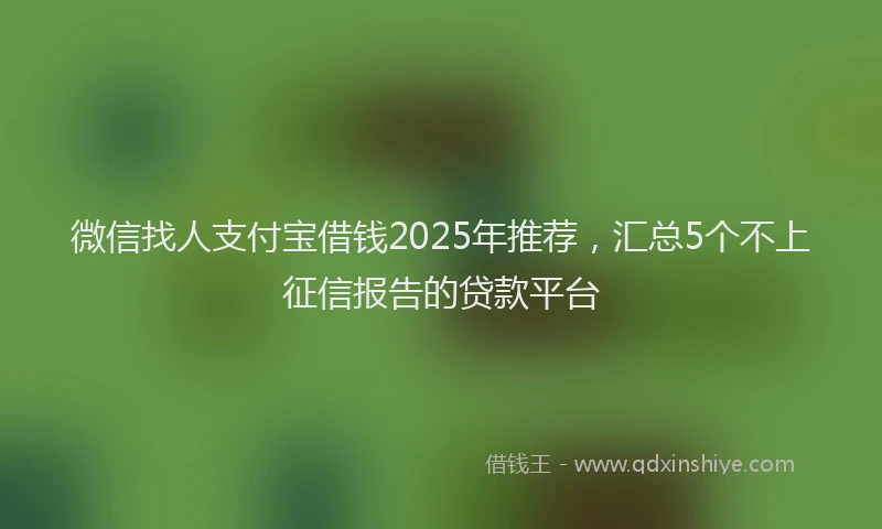 微信找人支付宝借钱2025年推荐，汇总5个不上征信报告的贷款平台
