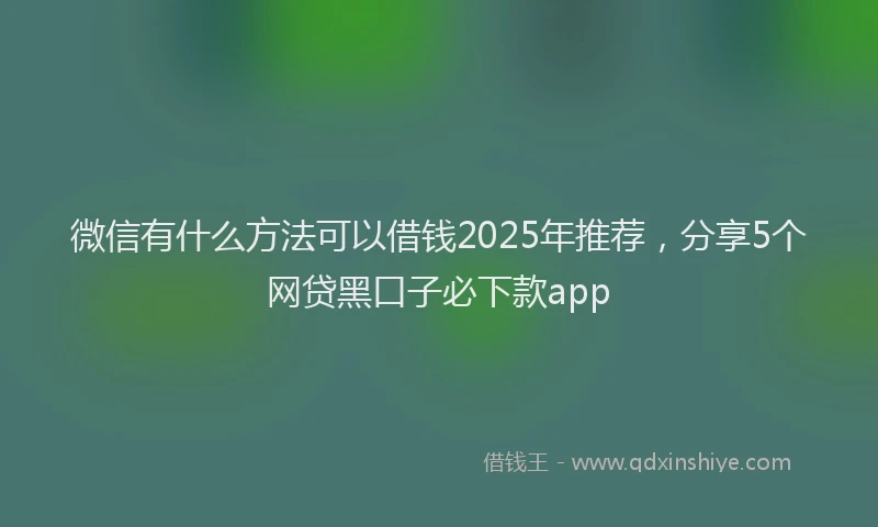 微信有什么方法可以借钱2025年推荐，分享5个网贷黑口子必下款app