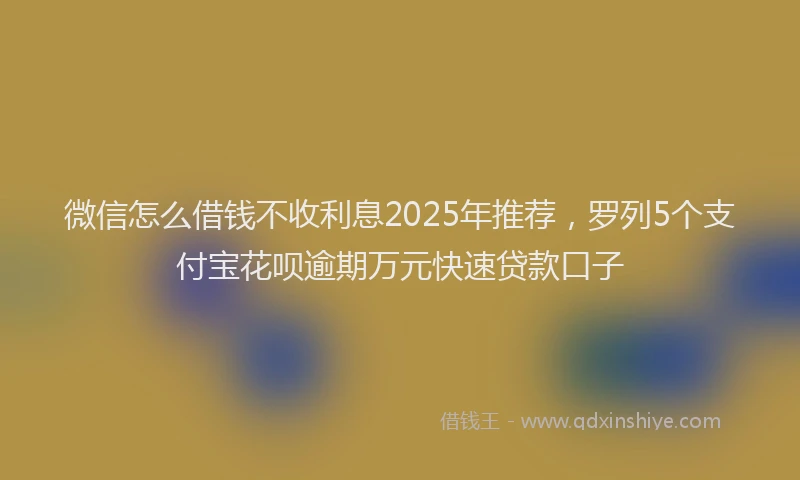 微信怎么借钱不收利息2025年推荐，罗列5个支付宝花呗逾期万元快速贷款口子