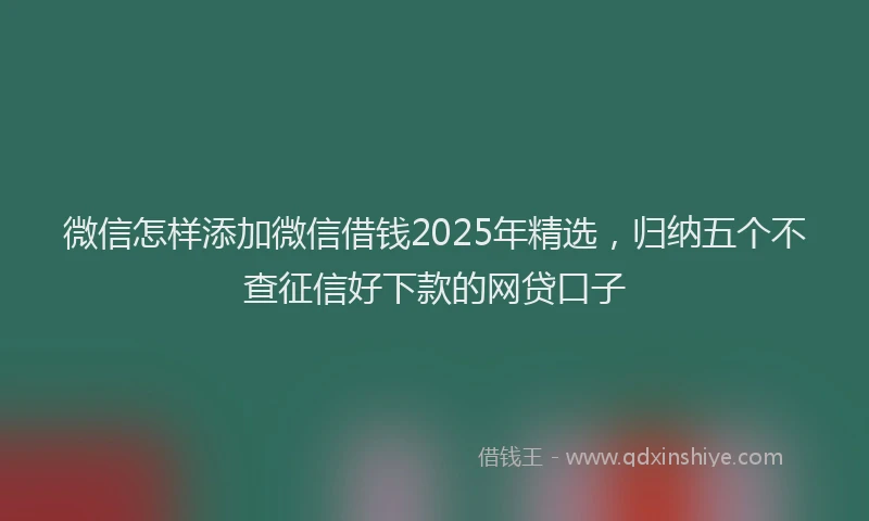 微信怎样添加微信借钱2025年精选，归纳五个不查征信好下款的网贷口子