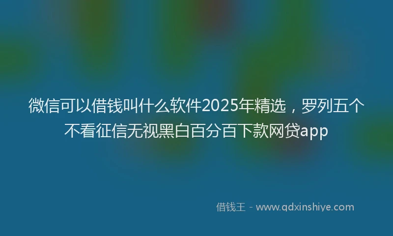 微信可以借钱叫什么软件2025年精选，罗列五个不看征信无视黑白百分百下款网贷app