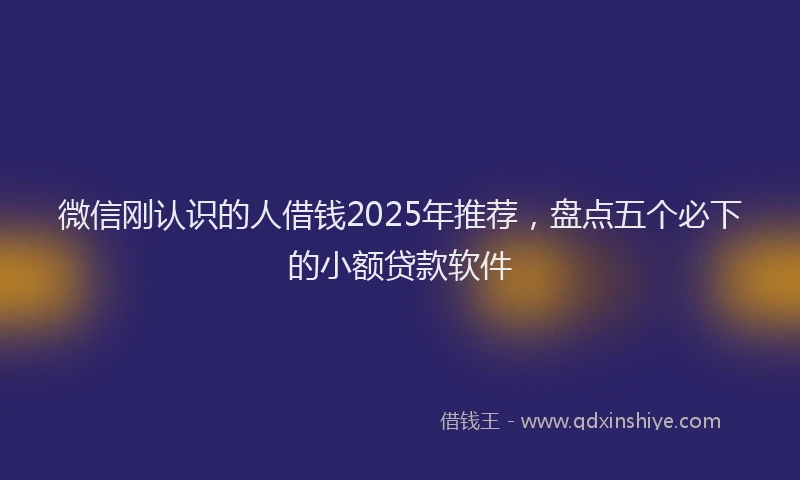 微信刚认识的人借钱2025年推荐，盘点五个必下的小额贷款软件
