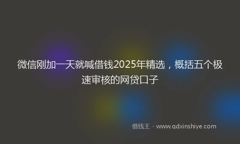 微信刚加一天就喊借钱2025年精选，概括五个极速审核的网贷口子