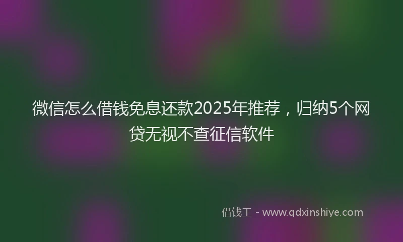 微信怎么借钱免息还款2025年推荐，归纳5个网贷无视不查征信软件
