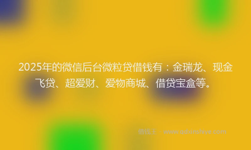 2025年的微信后台微粒贷借钱有：金瑞龙、现金飞贷、超爱财、爱物商城、借贷宝盒等。