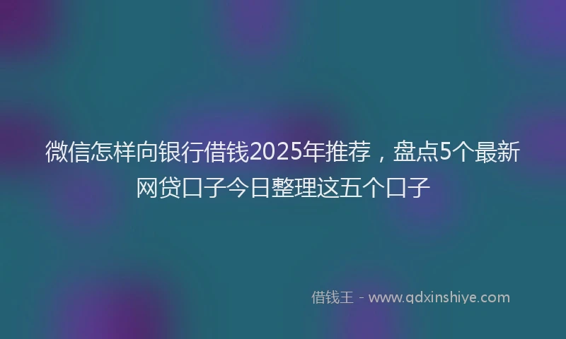 微信怎样向银行借钱2025年推荐，盘点5个最新网贷口子今日整理这五个口子