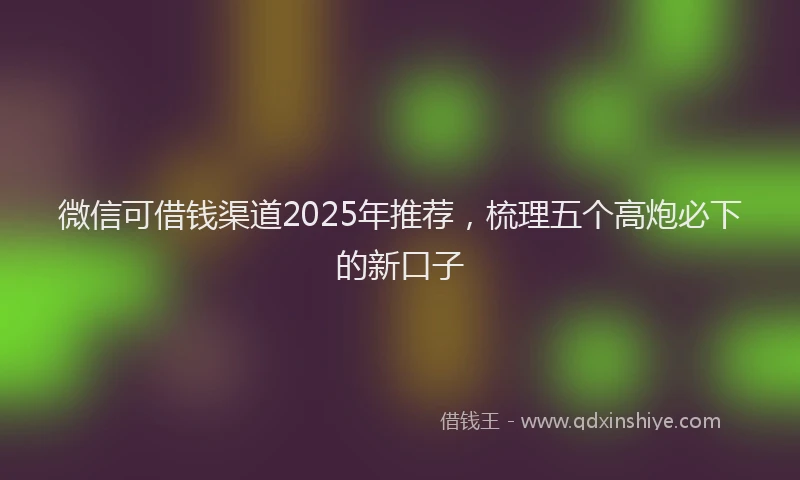 微信可借钱渠道2025年推荐，梳理五个高炮必下的新口子