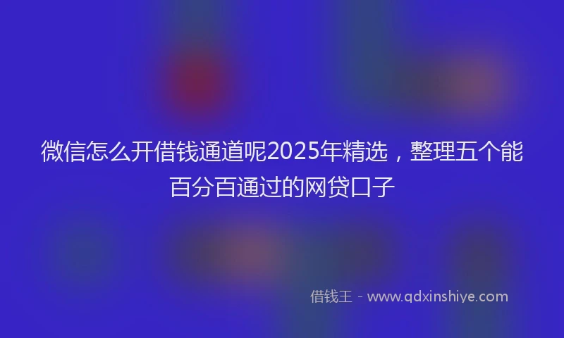 微信怎么开借钱通道呢2025年精选，整理五个能百分百通过的网贷口子