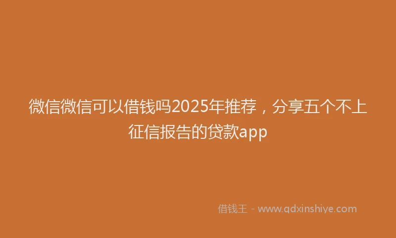 微信微信可以借钱吗2025年推荐，分享五个不上征信报告的贷款app