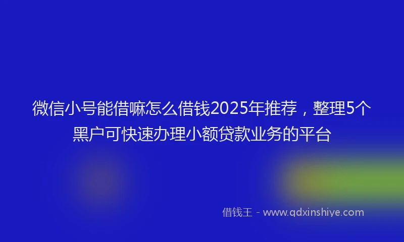 微信小号能借嘛怎么借钱2025年推荐，整理5个黑户可快速办理小额贷款业务的平台