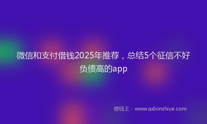 微信和支付借钱2025年推荐，总结5个征信不好负债高的app