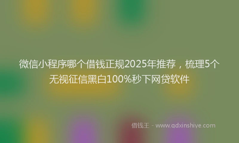 微信小程序哪个借钱正规2025年推荐，梳理5个无视征信黑白100%秒下网贷软件