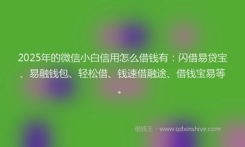 2025年的微信小白信用怎么借钱有：闪借易贷宝、易融钱包、轻松借、钱速借融途、借钱宝易等。