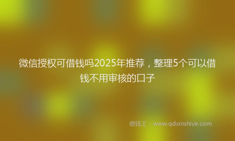 微信授权可借钱吗2025年推荐，整理5个可以借钱不用审核的口子