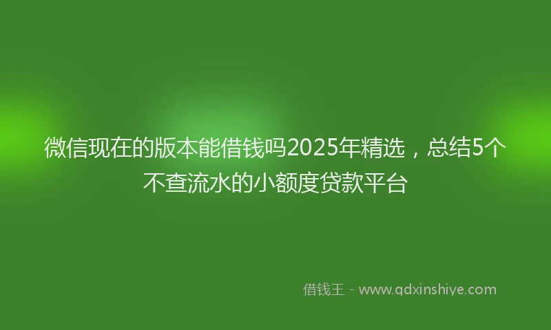 微信现在的版本能借钱吗2025年精选，总结5个不查流水的小额度贷款平台