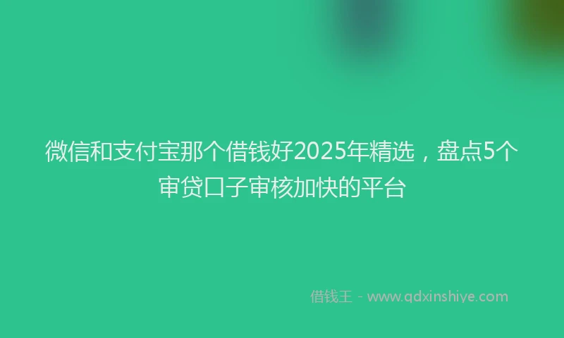 微信和支付宝那个借钱好2025年精选，盘点5个审贷口子审核加快的平台