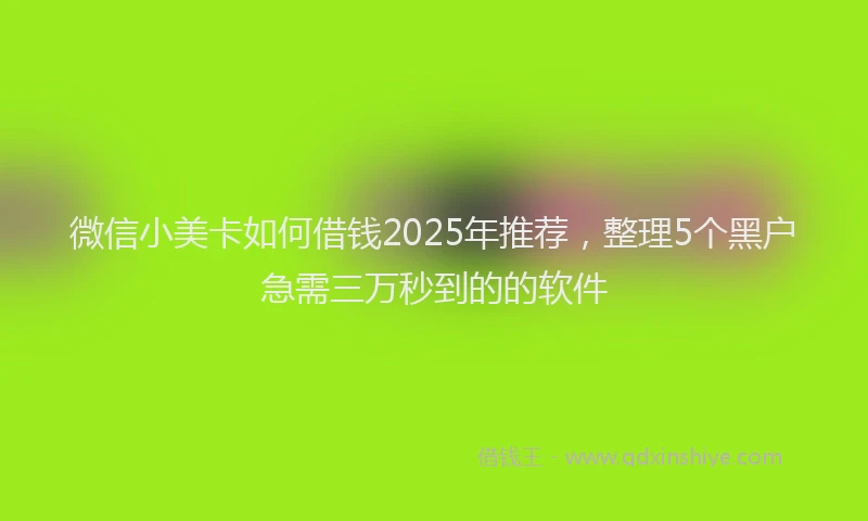 微信小美卡如何借钱2025年推荐，整理5个黑户急需三万秒到的的软件
