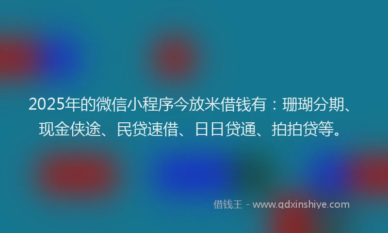 2025年的微信小程序今放米借钱有：珊瑚分期、现金侠途、民贷速借、日日贷通、拍拍贷等。