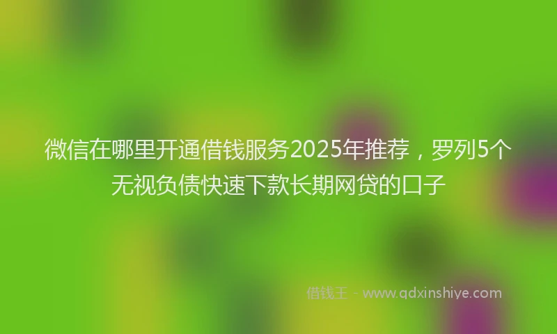 微信在哪里开通借钱服务2025年推荐，罗列5个无视负债快速下款长期网贷的口子