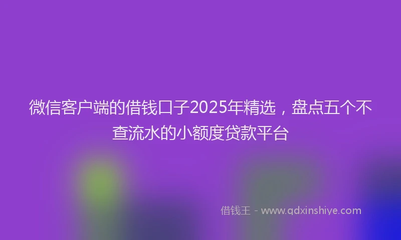 微信客户端的借钱口子2025年精选，盘点五个不查流水的小额度贷款平台