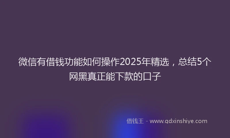 微信有借钱功能如何操作2025年精选，总结5个网黑真正能下款的口子