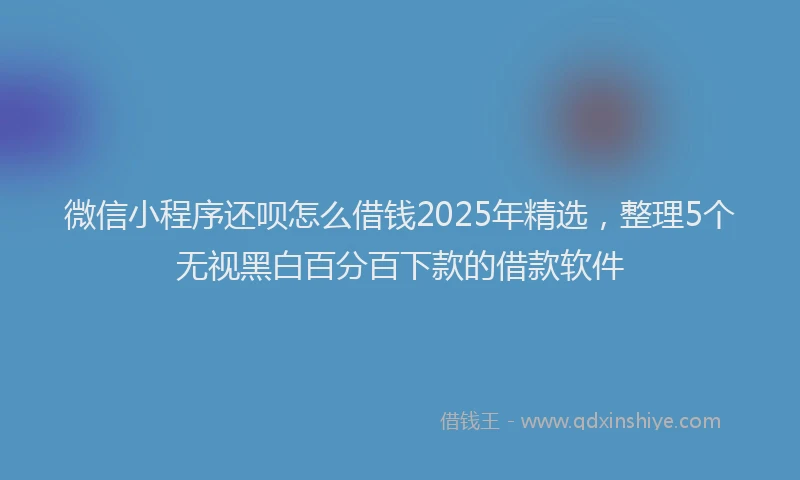 微信小程序还呗怎么借钱2025年精选，整理5个无视黑白百分百下款的借款软件