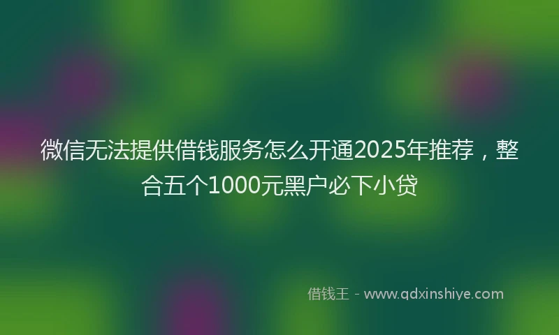 微信无法提供借钱服务怎么开通2025年推荐，整合五个1000元黑户必下小贷