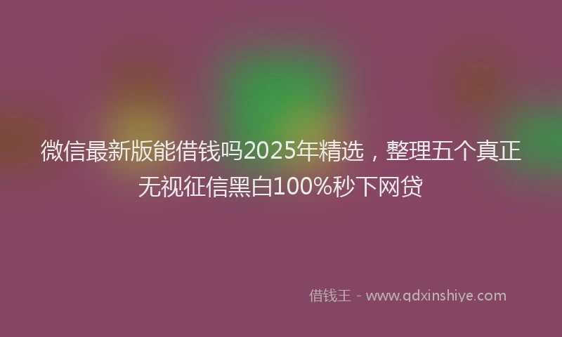 微信最新版能借钱吗2025年精选，整理五个真正无视征信黑白100%秒下网贷